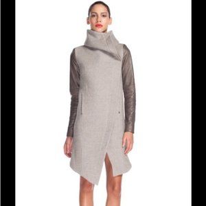Helmut Lang Heathered Felt Willow Leather Coat M
